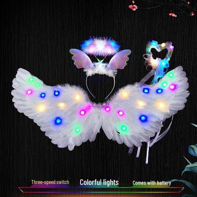 LED White Glowing Angel Feather Wings for Adult and Child Festival or Stage Performance