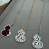 Lin Family Gourd Hollow Full Diamond Necklace Female Lace White Fulu Clavicle Chain Chinese Style Sweater Chain Female