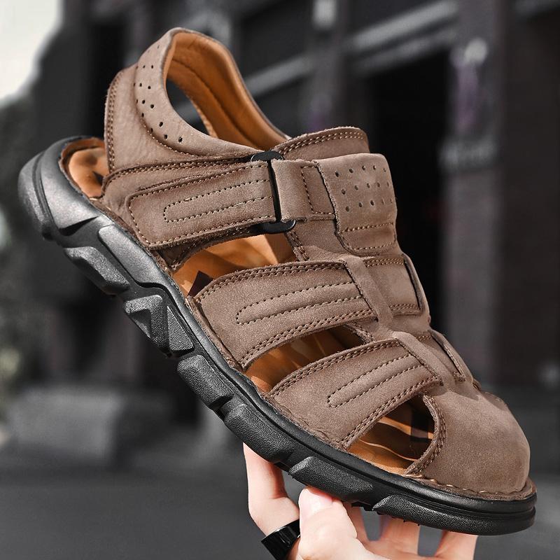 Classic Men Sandals Summer Genuine Leather Sandals For Men Outdoor Casual Luxury Sandal Retro Men Gladiator Shoes Big Size 38 -48