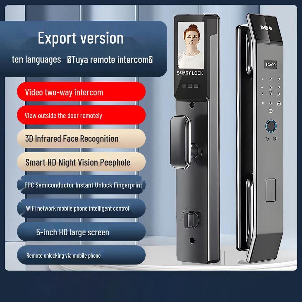 Serratura Intelligente per Porta con Riconoscimento Facciale e Impronta Digitale, con Riconoscimento della Vena del Palmo e Password Elettronica per la Sicurezza Antifurto