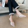 912-W1 Skinny Back Space 2025 Summer New Breathable Hollow Point Thin Heel Wear Mesh Low Heel Sandals Women