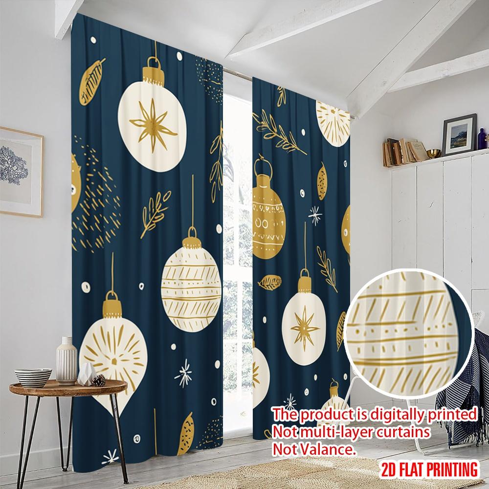 2pcs,2D Plane Printing Curtains Digital Printed Christmas Decorating Planet Polyester Woven (without Rod) Decorations For Home