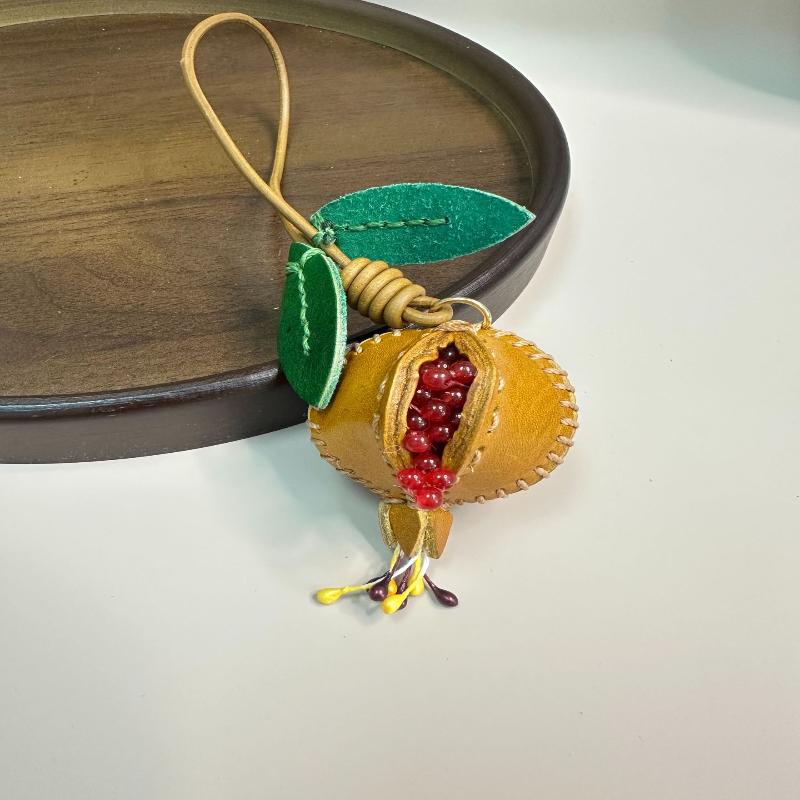 Simulation Fruit Pendant Leather Pomegranate Bag Charm Keychain Decoration Pendant Women'S Backpack Exquisite Accessories