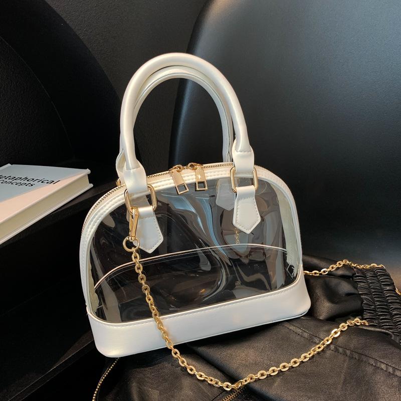 Fashion and Transparent, Popular Shell Bags This Year, Spring and Summer 2025 New Trendy Messenger Bags, PVC Chains, Trendy Shoulder Bags