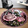 1pc Rose Window Office Round Area Rug, Indoor Mat Suitable For Office, Under Office Chairs Bedroom Living Room Home Decor, Room Deco