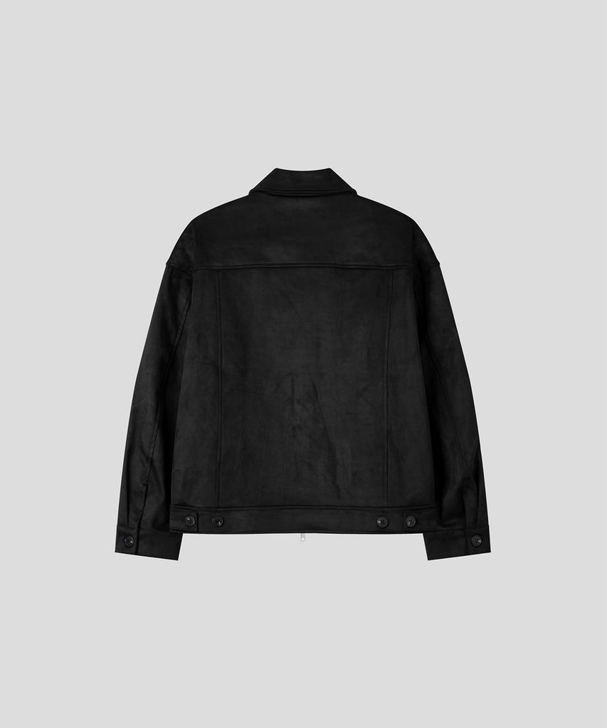 Black Moment Faux Suede Zip-Up Jacket [Black]