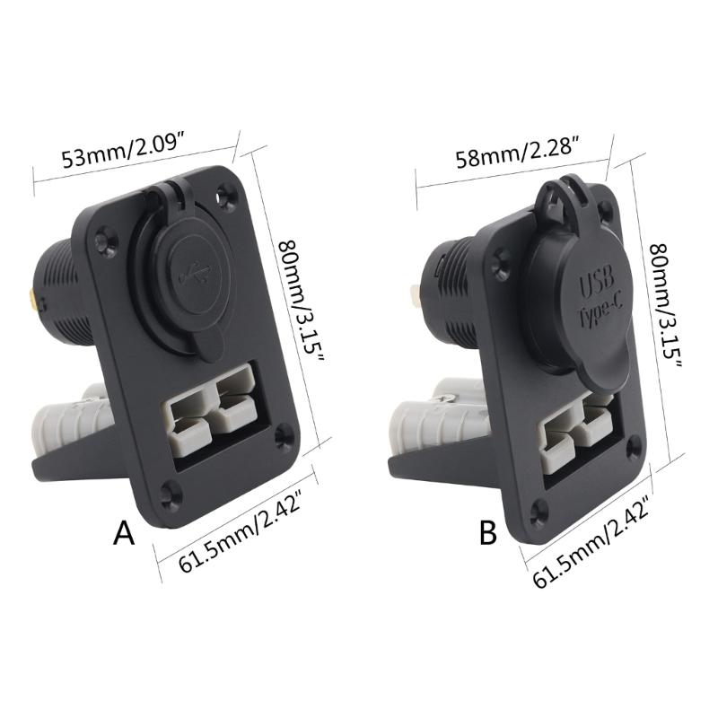 מחבר מתאם טעינה 12V 24V 3.1A/PD18W שקע טעינה מותקן שטוח למכונית אופנוע