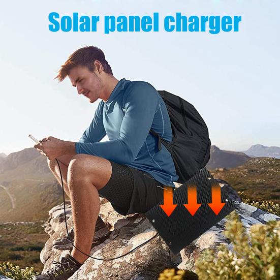 5W 5V Solar Panel USB Phone Charger High Conversion Rate Overcharge Protection IP65 Waterproof Emergency Solar Panel Charger