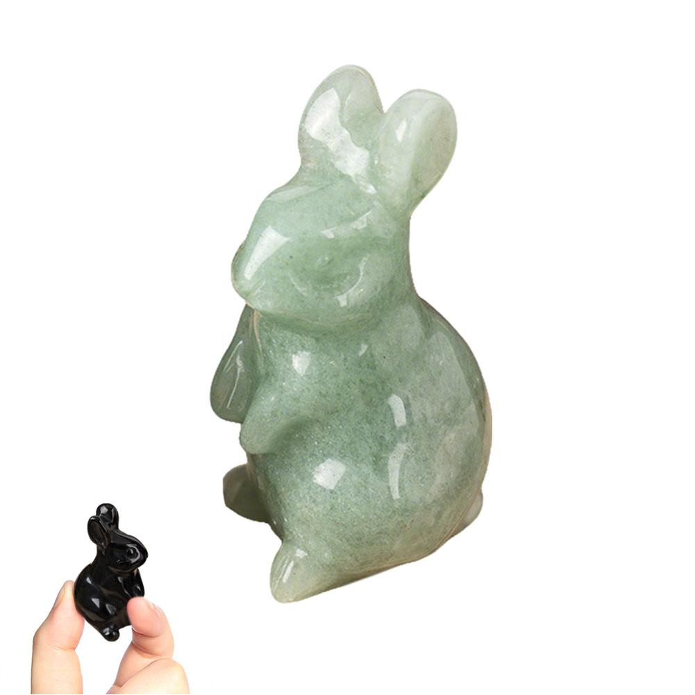 Natural Stone Carved Bunny Figurine Healing Crystal Amethyst Energy Quartz Animal Statue Chakra Carved Bunny Animal Figurine