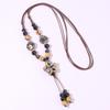 Bohemian Flower Colorful Ceramic Bead Necklace Tricolor-Beaded Jewelry Flower Tassel Choker Chain Jewelry Gift for Women