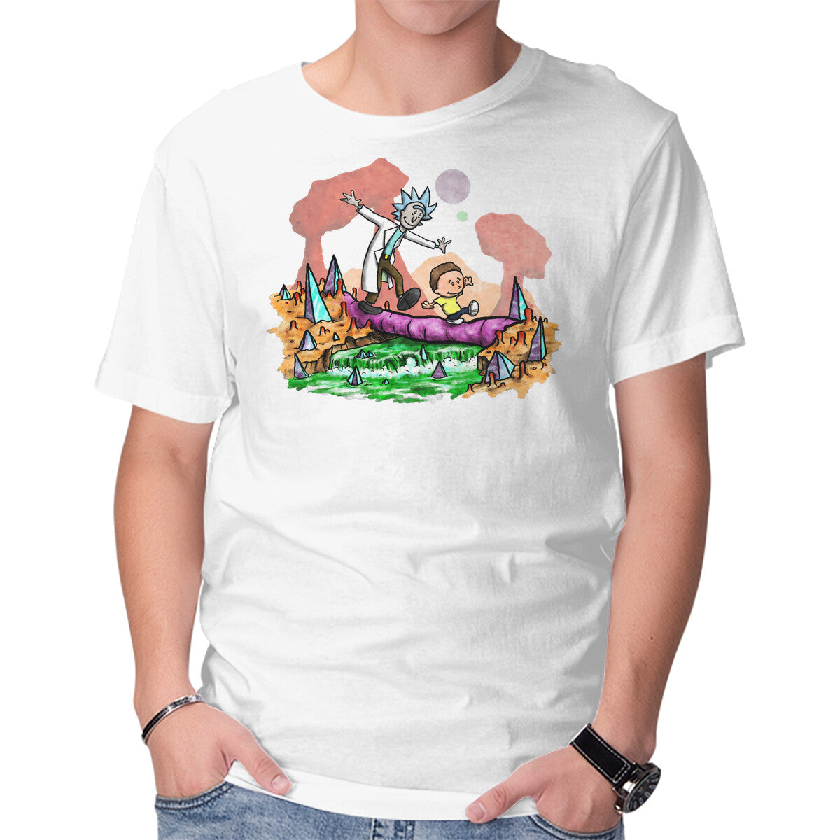 Unisex Crew Neck T-Shirt Look Morty! Graphic Short Sleeve Casual Tee XXXL