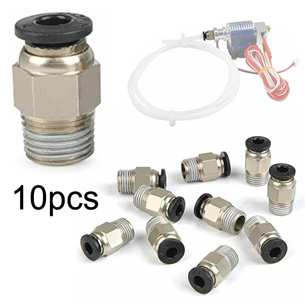 PC4M10 Male Straight Pneumatic Quick Fitting Connector for PTFE Tube with Stainless Steel Thread Suitable for Extruder Assembly