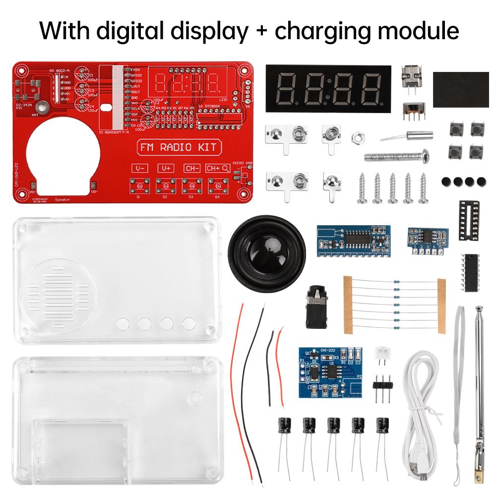 DIY FM Radio Electronic Kit Adjustable Frequency 150Hz-20KHz Digital Display DIY Soldering Project Practice Solder RDA5807