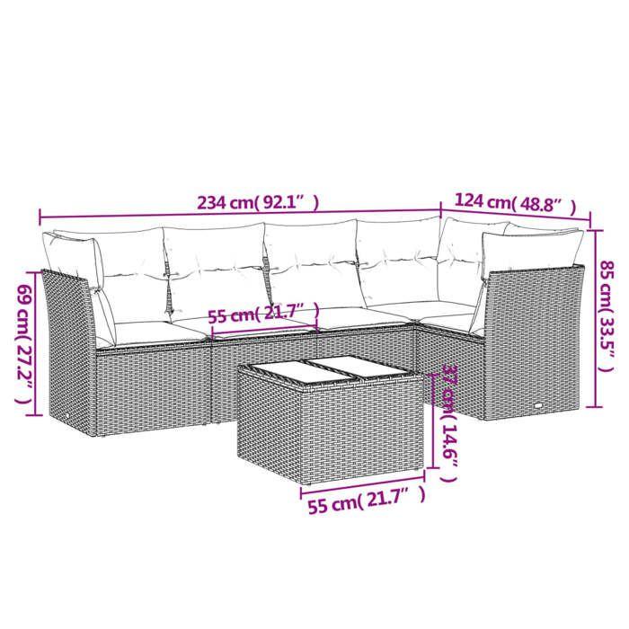 VidaXL Garden Lounge Set with Cushions 6 Pcs, Sofas with Adjustable Feet, Outdoor Furniture Set Patio Terrace 3217611
