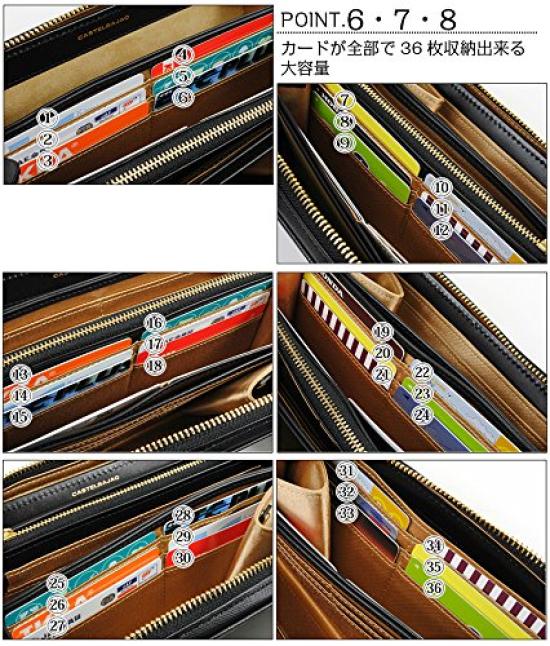 CASTELBAJAC Long Wallet with Zipper Closure, Chest, Cowhide Leather, Men's and Women's, 27606 (Black)