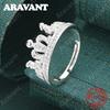 Copper Adjustable Crown Zircon Ring For Women, Commuter Accessory, Christmas Gift Jewelry