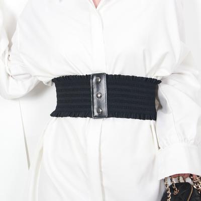 Breiter Gürtel mit Rüschen, dreifache Schnalle, eleganter elastischer Bund, dekorativer Kleidergürtel für Damen in großer Größe