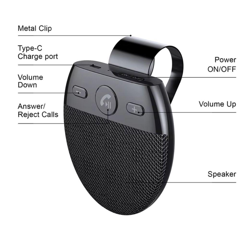 Bluetooth 5.0 Handsfree Car Kit High Definition Voice Sun Visor Music Player  Music Playback