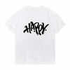 Happy Artistic Fonts Printing Tshirt For Men Wowen Cotton Summer Comfortable Breathable ShortSleeved Tops Tees