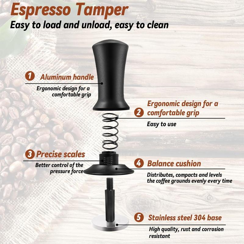 3/6/7PCS 51mm 53mm 58mm Espresso Tamper Barista Coffee Tamper With Calibrated Spring Loaded Stainless Steel Tampers