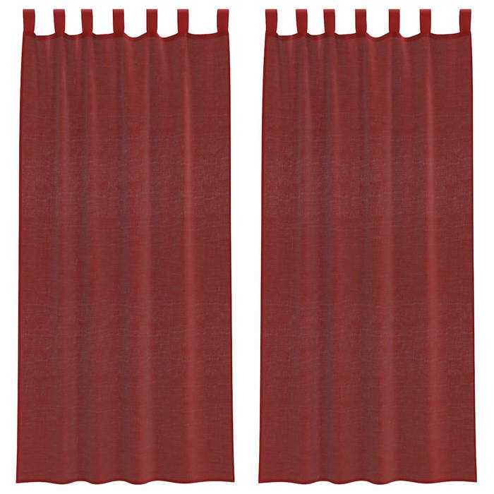 VidaXL Rideaux en voile avec passe-tringles 2 pcs rouge bordeaux, rideau en filet, rideau transparent, voile de fenêtre, 4102249