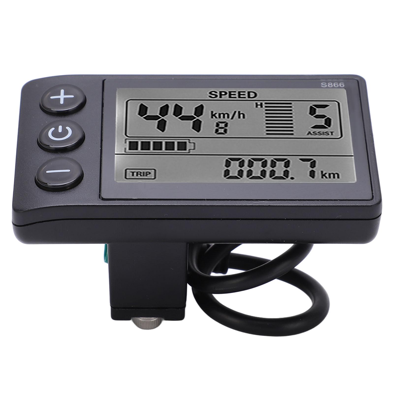 Electric Bike LCD Display ABS Material Electric Bike LCD Panel Large Screen Waterproof Connector Fits 22.2mm/0.9-inch Handlebars чёрный
