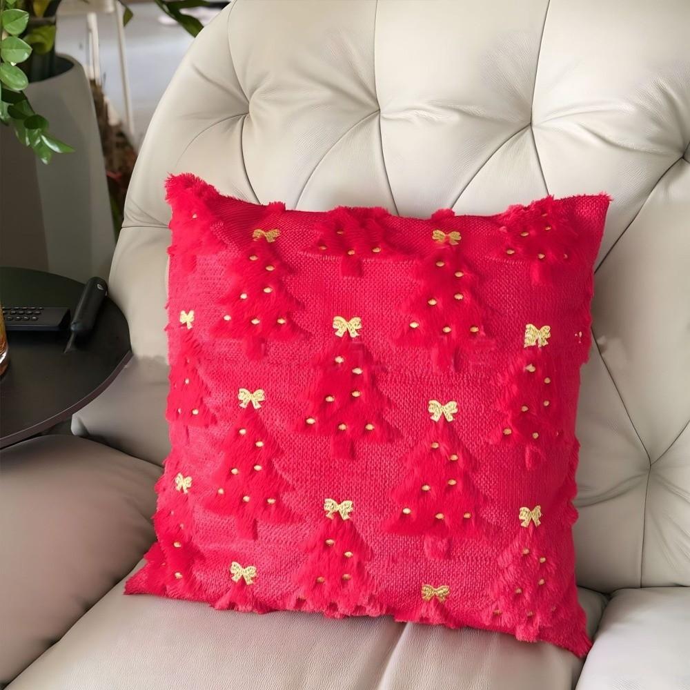 New Christmas Tree Cushion Cover Decorative Square Throw Pillow Cover Soft Xmas Tree Pillowcase Festive Atmosphere