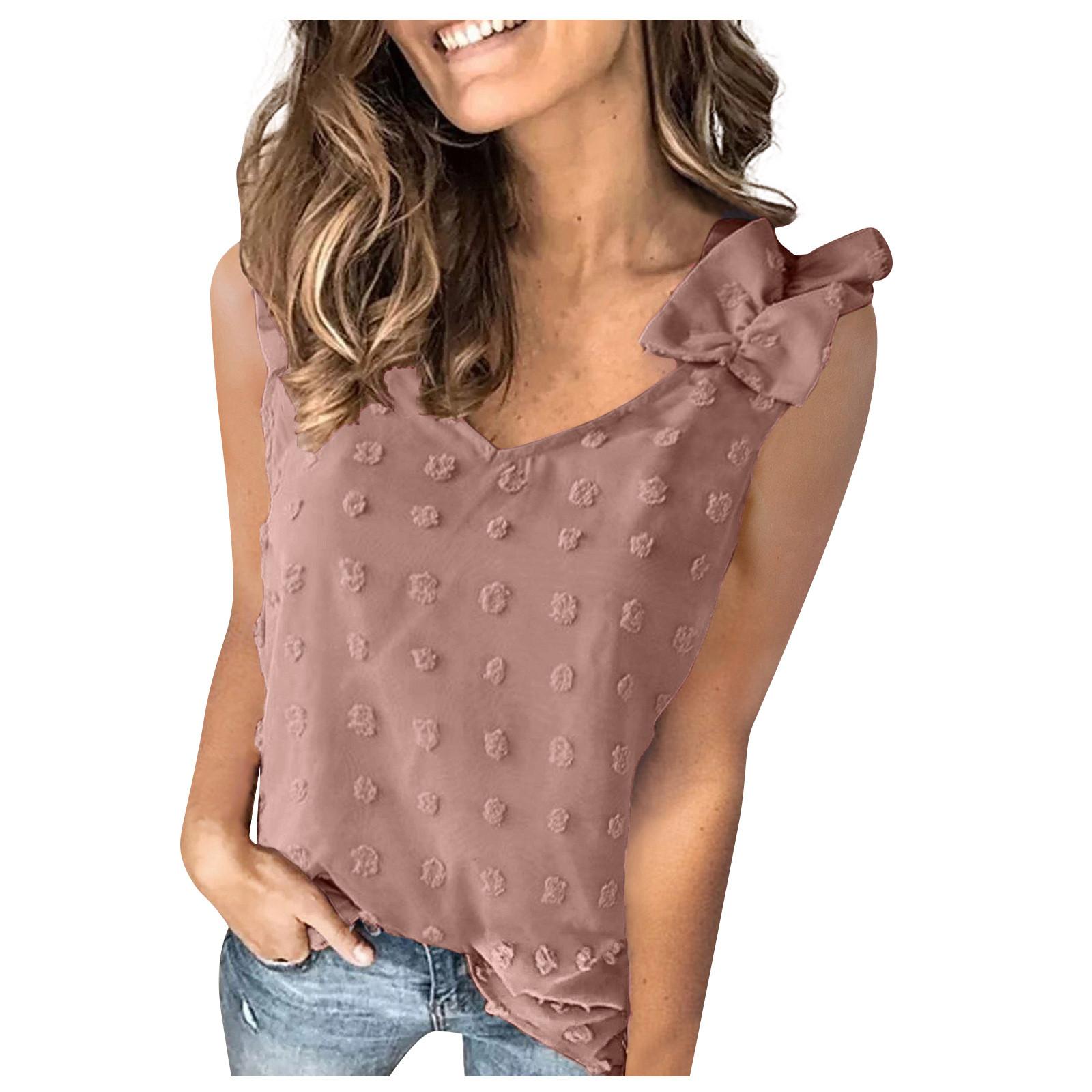 

(SU)Women Fashion Casual Tops Solid Color Sleeveless Shirts Pullover T Shirts