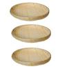 Bamboo Woven Basket Tray Flat Wicker Round Fruit Basket Woven Food Storage Shallow Tray Decorative Serving Tray for Home Kitchen