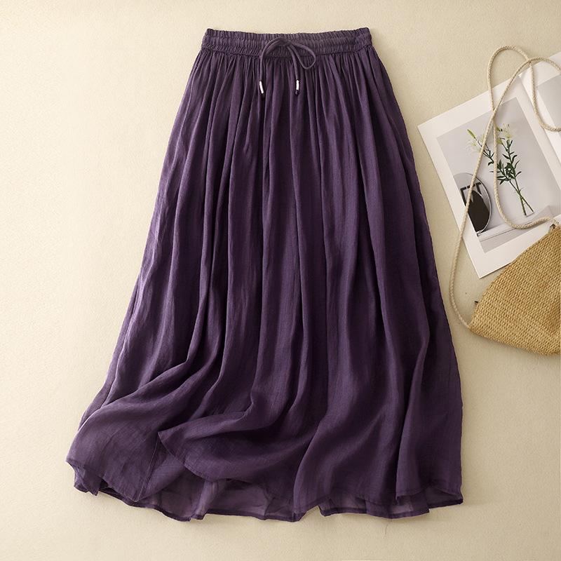 Skirt Women Summer Casual Versatile Elastic High Waist Loose Skirt Oversize Stretchy Cotton Dresses