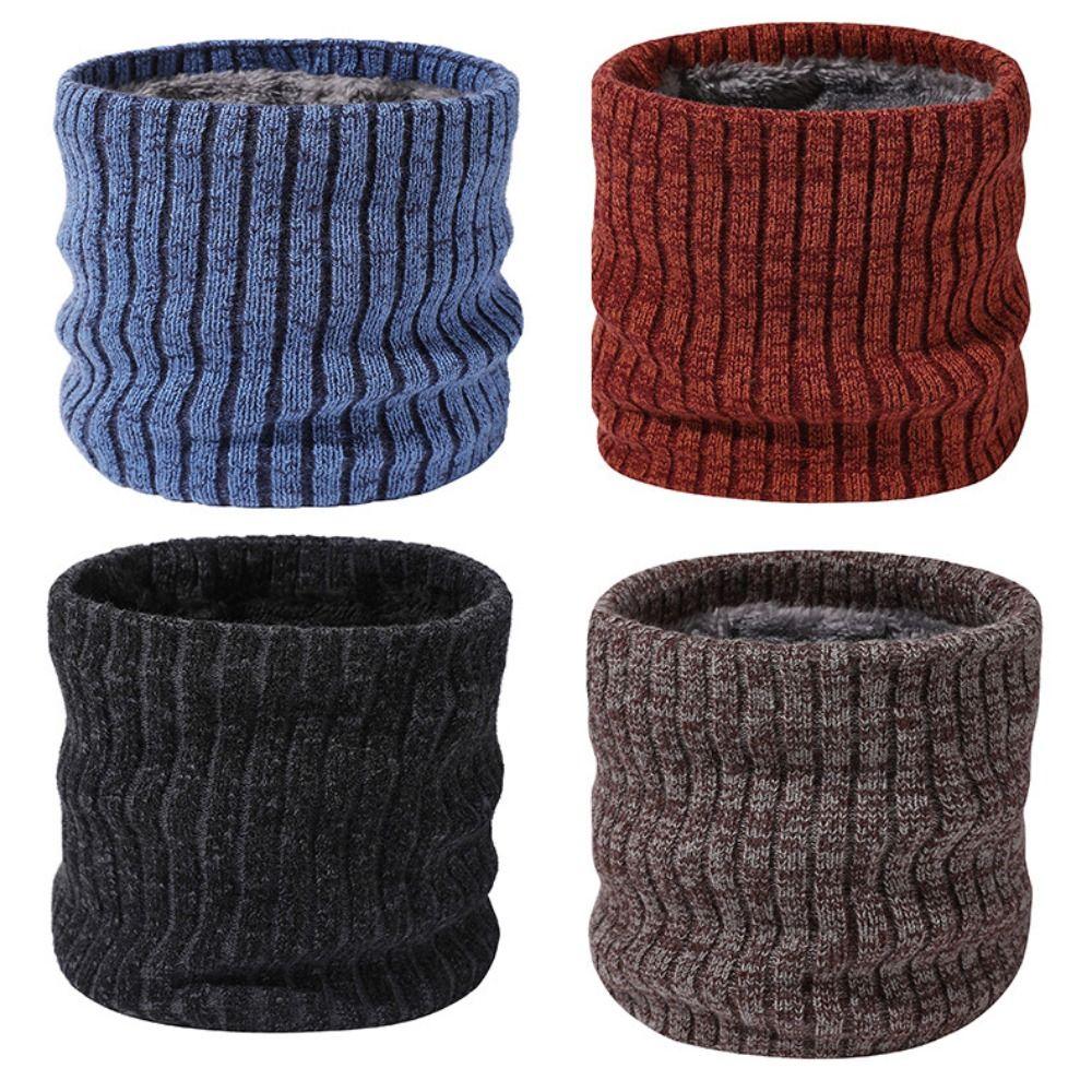 

Coldproof Knitted Ring Scarf Warm Wrap Neck Scarves Outdoor Thicken Knit Scarf чорний