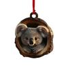 Owl Raccoon Christmas Ornament 2D Printed Acrylic Hanging Decor for Tree Festive Animal Tree Pendant