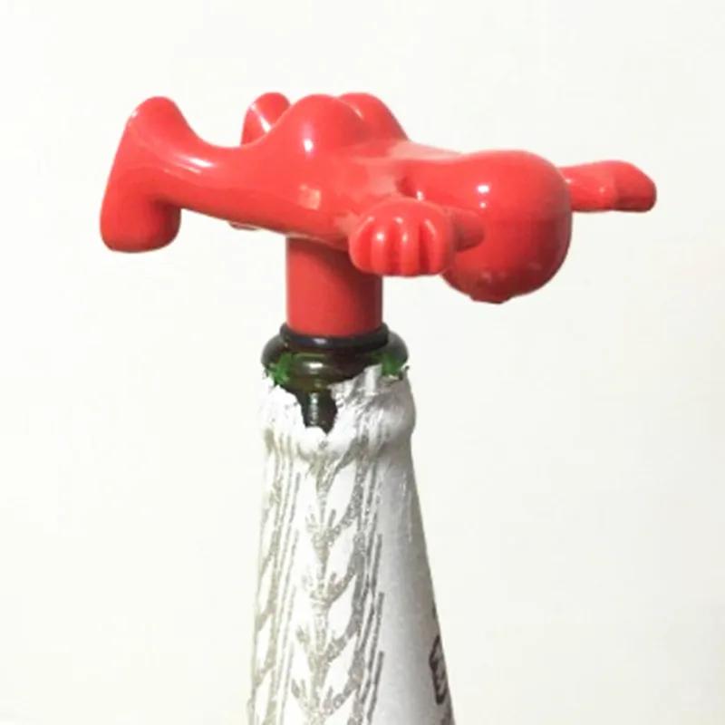 Novelty Reusable Little Red Man Funny Wine Beer Bottle Opener Set Creative Wine Stopper Household Tools Bar Kitchen Accessories