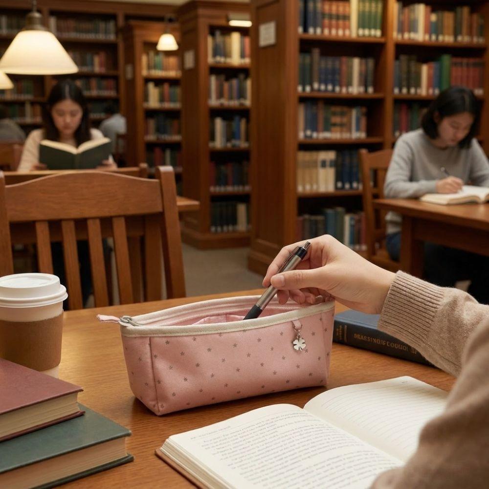 Large Capacity Portable Pencil Pouch Zipper Pencil Bag Simple Aesthetic Makeup Bag Back To School