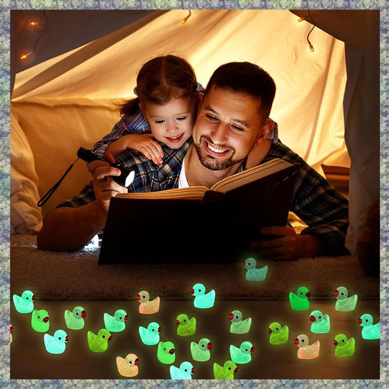 

WON 200 PCS Luminous Mini Resin Ducks Glow In The Dark Tiny Duck For Garden Christmas Birthday Party DIY Decoration Craft