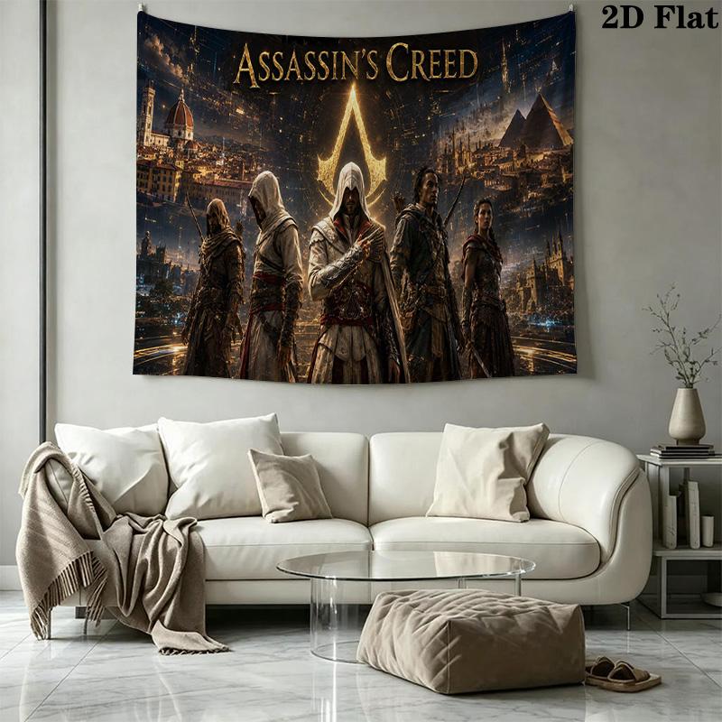 Assassin Creed Wall Tapestry Aesthetic Wall Hanging Printed Fabric Blanket Decorative Tapestries for Bedroom Living Room Home Decor