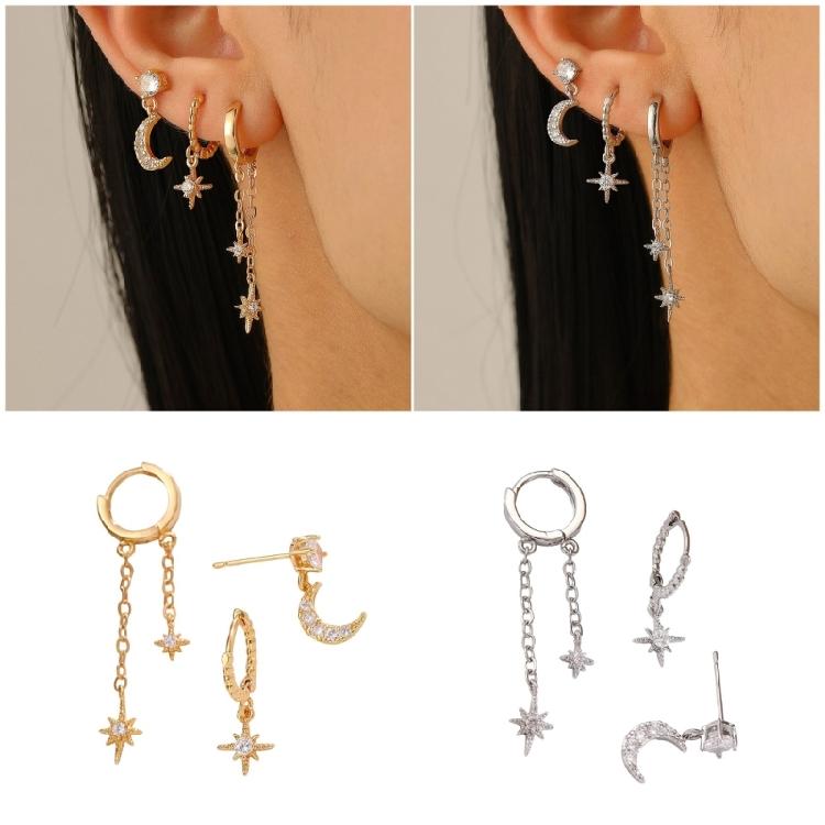 Three Part Mismatched Glowing Earrings Set Delicate Mixture Posts For Everyday Wear And Special Incidents