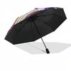 1pc Stained Glass Cat Moon Auto Open Close Umbrella, Portable Tri-Fold Design with 8-Bone Iron Frame, Outdoor for Fans, Travelers, Daily Use, Festive