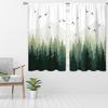 Grüne neblige Waldfenstergardinen Natur Kiefernwald Berglandschaft Vogelgardinenschals Aus Polyester Mit Stangentasche Waschbar