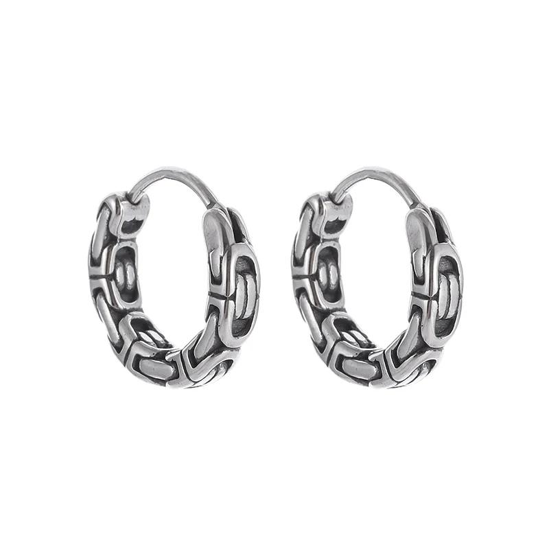 Retro Creative Chain Hoop Earrings Hypoallergenic Men's Earrings Personalized Punk Fashion Casual Accessories