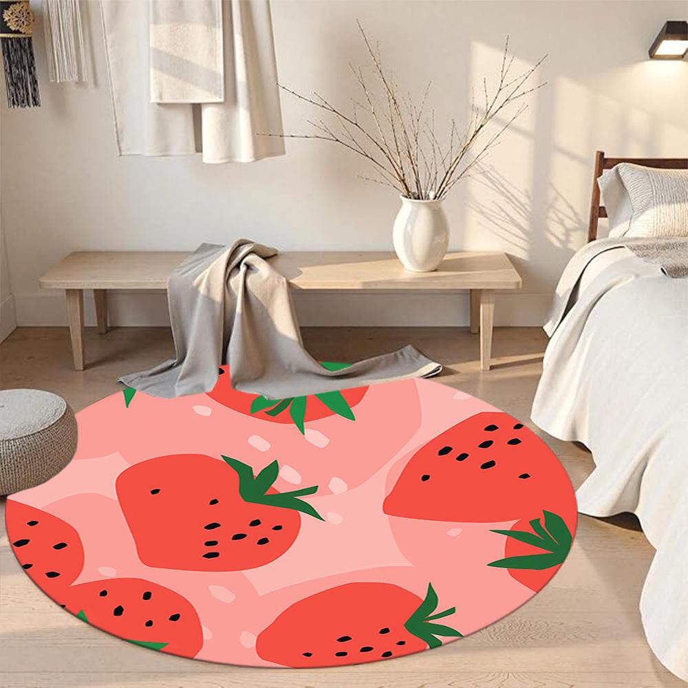 Runder Obst-Büroteppich Design für Foyer Spielzimmer Außenbereiche Schlafzimmer Rutschfester Runder Teppich Büro Heimdekoration Perfektes Geschenk für Frauen Männer