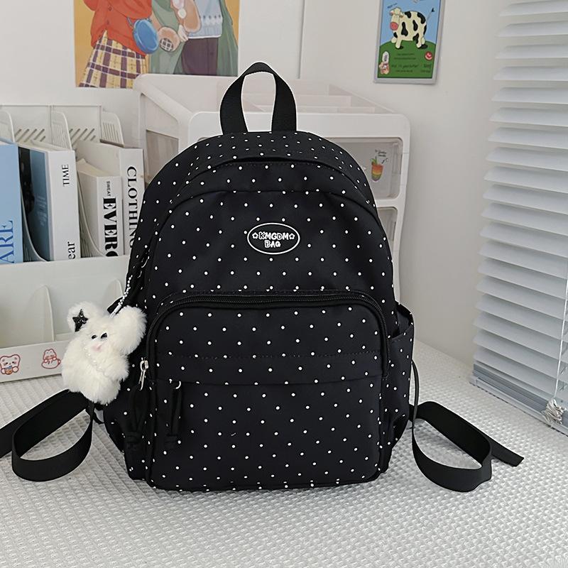 Schoolbag Polka Dot Cute Backpack Japanese ins Simple Versatile Backpack Women's Light Commuter Leisure Travel Student School Bag