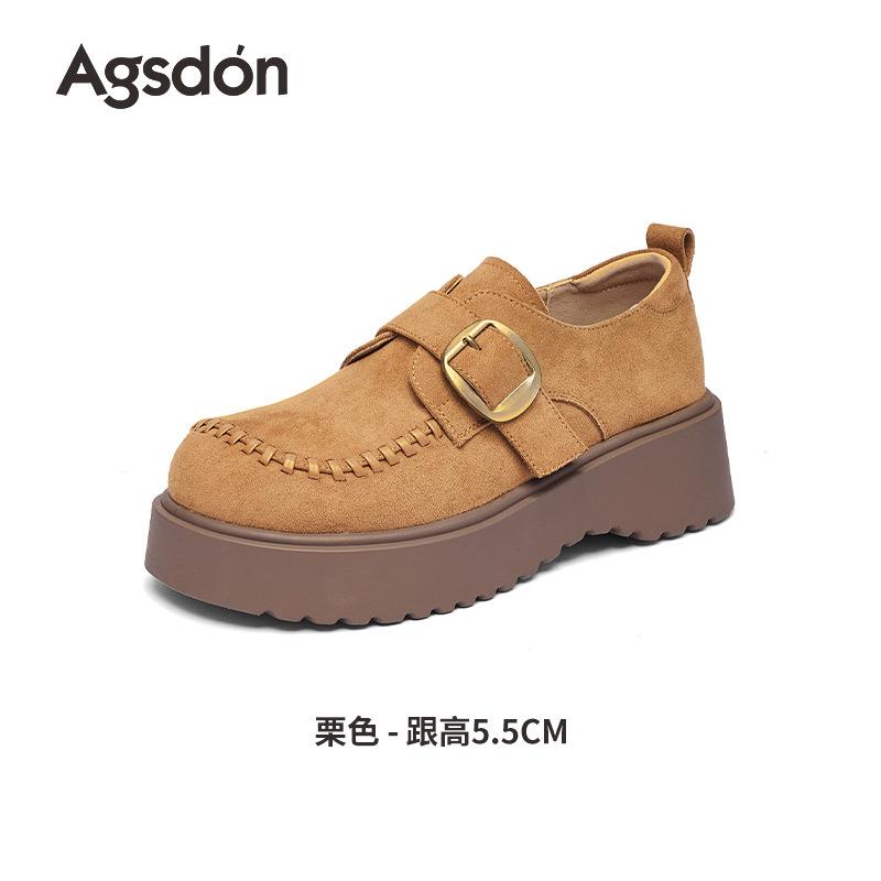 Augustine platform Birkenloafer shoes women's 2025 new autumn soft-soled single shoes retro small leather shoes