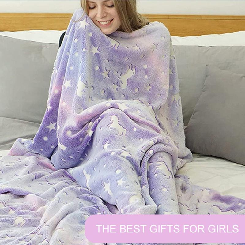 Luminous Blanket Soft Fluffy Glow In the Dark Cute Cozy Glowing All Season Throw Plush Children Air-conditioned Quilt