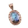 Natural Labradorite Gemstone 925 Solid Sterling Silver TwoTone Pendant 1.5" Q4h29