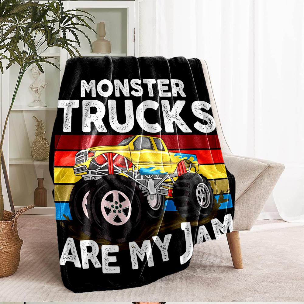 Truck Theme Printed Blanket - Perfect for Couch, Bed, Travel & Outdoor Use | Machine Washable, Cozy & Durable.