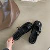 2025 Mädchen Ballerinas Quadratische Zehenpartie Retro Slipper Damen Gürtelschnalle Lässig Herbstmode Dame