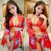 Sex Underwear Large Size Japanese Kimono Game Printed Bathrobe Sex Set Three-point Sexy Underwear