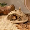 Hobbit House Ornament 3D Printed Fantasy for Small Pet Shelter, Realistic Texture Animals Hideout, Miniature Micro Landscape Halloween Home Decoration