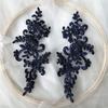 Pair of Floral Lace Applique Patches Embroidered Iron-On Decoration for Wedding Dress DIY Crafting - White